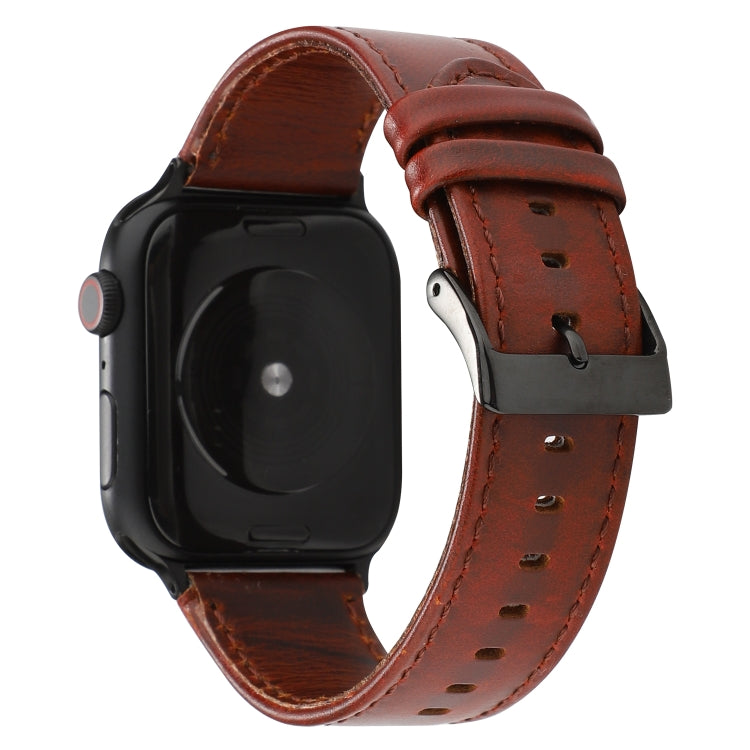 Huile Wax Crazy Horse Texture Bracelet en cuir véritable, For Apple Watch Series, For Apple Watch Series 5