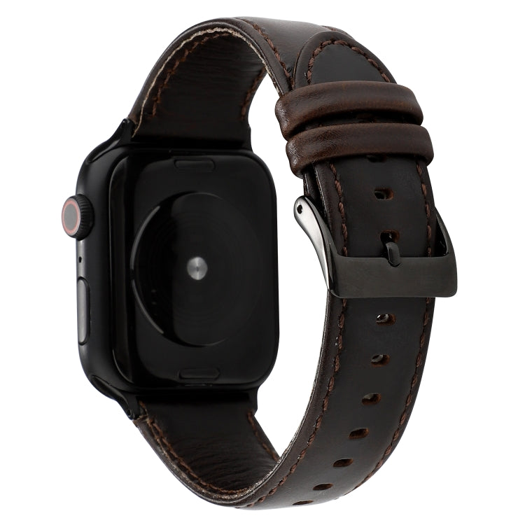 Huile Wax Crazy Horse Texture Bracelet en cuir véritable, For Apple Watch Series, For Apple Watch Series 5
