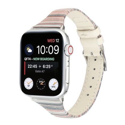Bracelet de montre en cuir véritable à rayures cousues, For Apple Watch Series, For Apple Watch Series 5