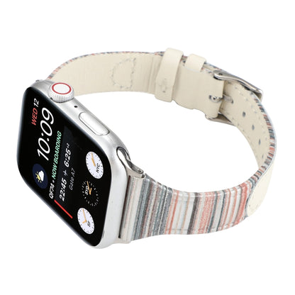 Bracelet de montre en cuir véritable à rayures cousues, For Apple Watch Series, For Apple Watch Series 5