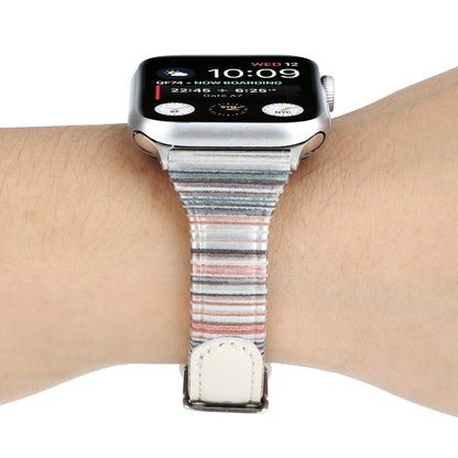 Bracelet de montre en cuir véritable à rayures cousues, For Apple Watch Series, For Apple Watch Series 5