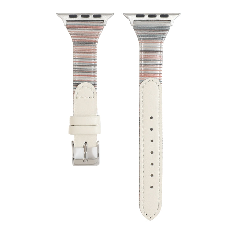 Bracelet de montre en cuir véritable à rayures cousues, For Apple Watch Series, For Apple Watch Series 5