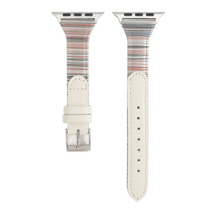 Bracelet de montre en cuir véritable à rayures cousues, For Apple Watch Series, For Apple Watch Series 5