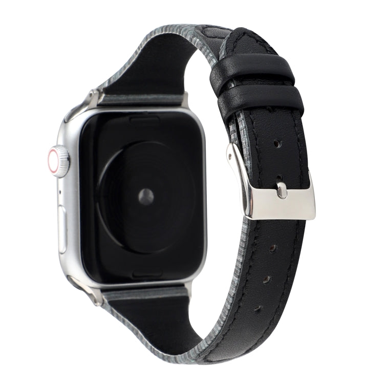 Bracelet de montre en cuir véritable à rayures cousues, For Apple Watch Series, For Apple Watch Series 5