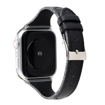 Bracelet de montre en cuir véritable à rayures cousues, For Apple Watch Series, For Apple Watch Series 5