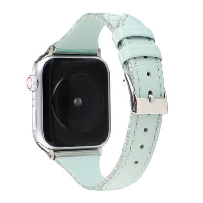 Bracelet de montre en cuir véritable à rayures cousues, For Apple Watch Series, For Apple Watch Series 5