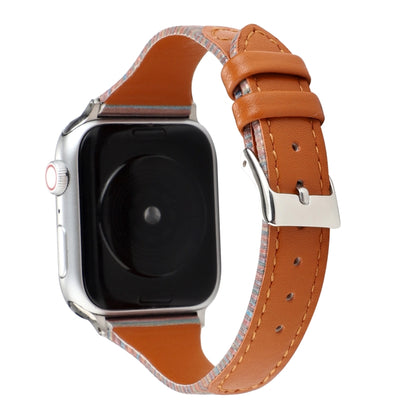 Bracelet de montre en cuir véritable à rayures cousues, For Apple Watch Series, For Apple Watch Series 5