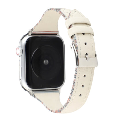 Bracelet de montre en cuir véritable à rayures cousues, For Apple Watch Series, For Apple Watch Series 5