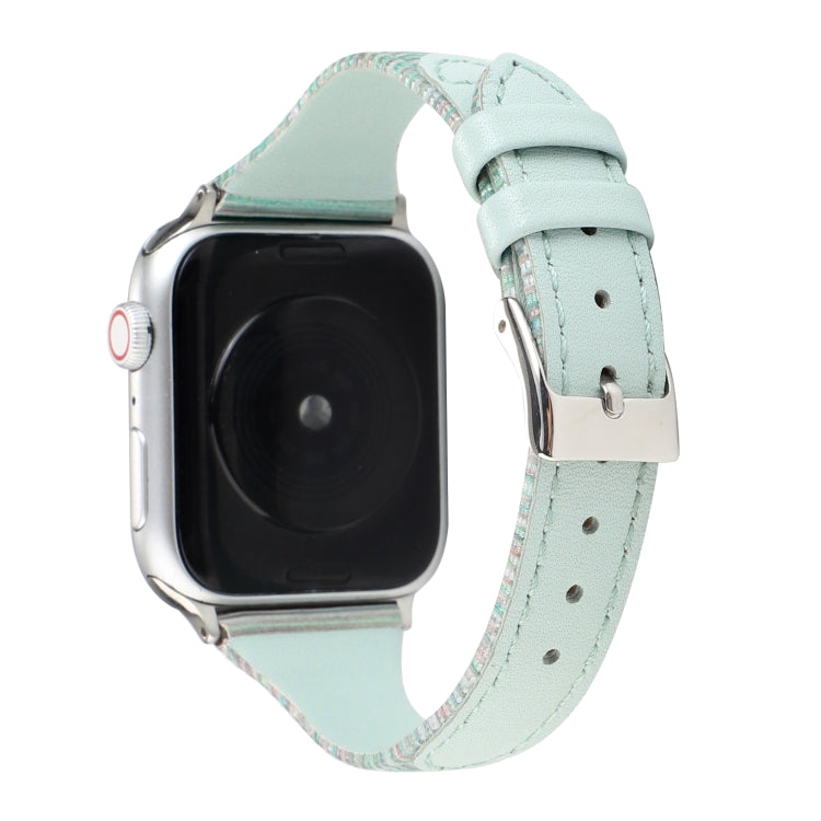 Bracelet de montre en cuir véritable à rayures cousues, For Apple Watch Series, For Apple Watch Series 5