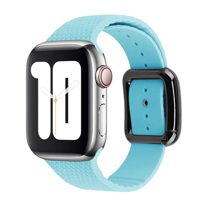 Bracelet de montre en silicone à boucle noire pour la série Apple Watch, 7 41mm / 6&SE&5&4 40mm / 3&2&1 38mm, 7 45mm / 6&SE&5&4 44mm / 3&2&1 42mm