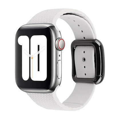 Bracelet de montre en silicone à boucle noire pour la série Apple Watch, 7 41mm / 6&SE&5&4 40mm / 3&2&1 38mm, 7 45mm / 6&SE&5&4 44mm / 3&2&1 42mm