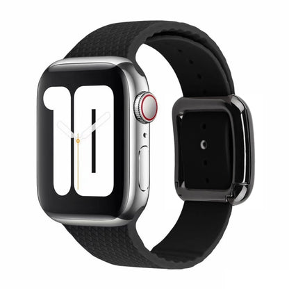 Bracelet de montre en silicone à boucle noire pour la série Apple Watch, 7 41mm / 6&SE&5&4 40mm / 3&2&1 38mm, 7 45mm / 6&SE&5&4 44mm / 3&2&1 42mm