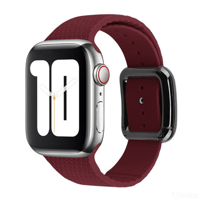 Bracelet de montre en silicone à boucle noire pour la série Apple Watch, 7 41mm / 6&SE&5&4 40mm / 3&2&1 38mm, 7 45mm / 6&SE&5&4 44mm / 3&2&1 42mm