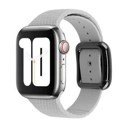 Bracelet de montre en silicone à boucle noire pour la série Apple Watch, 7 41mm / 6&SE&5&4 40mm / 3&2&1 38mm, 7 45mm / 6&SE&5&4 44mm / 3&2&1 42mm