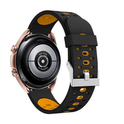 Bracelet de montre en silicone à trois rangées de trous, For Samsung Galaxy Watch 3 45mm
