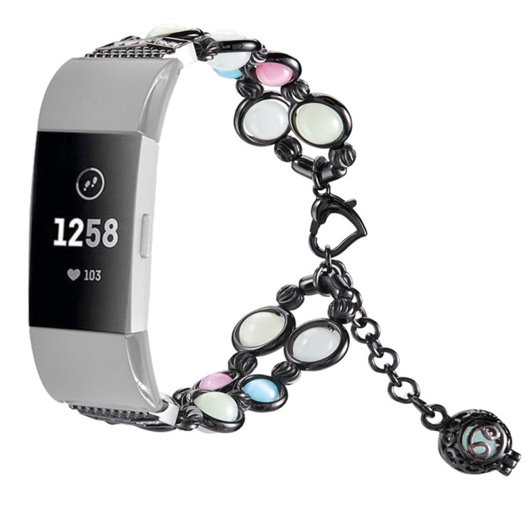 Bracelet de montre en acier avec perles lumineuses en agate, For Fitbit Charge 5