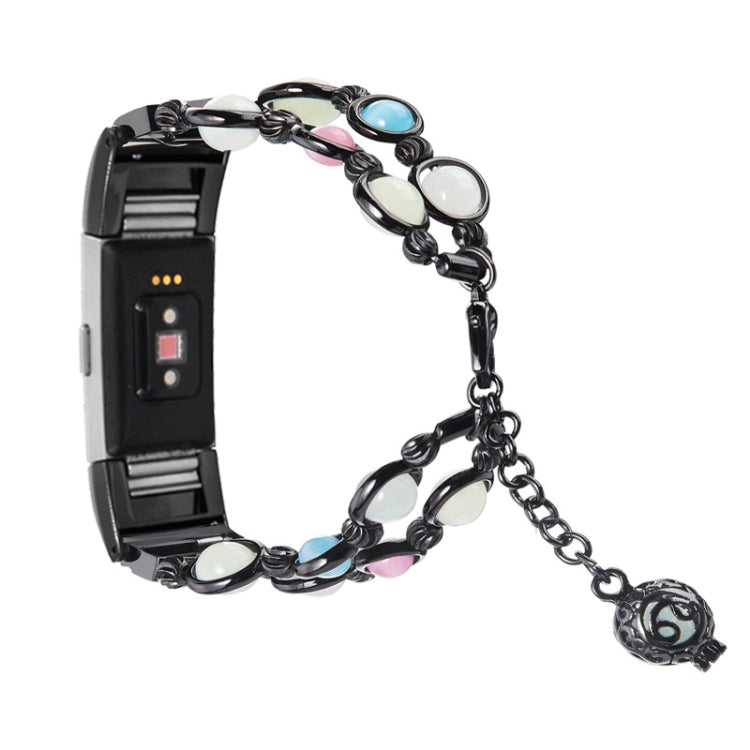 Bracelet de montre en acier avec perles lumineuses en agate, For Fitbit Charge 5