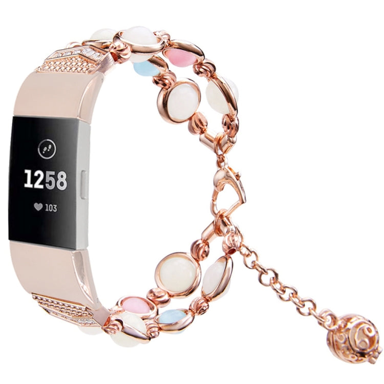 Bracelet de montre en acier avec perles lumineuses en agate, For Fitbit Charge 5