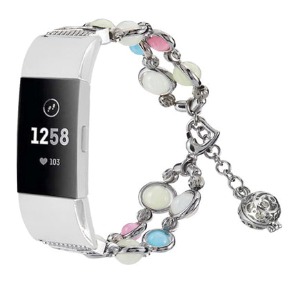 Bracelet de montre en acier avec perles lumineuses en agate, For Fitbit Charge 5
