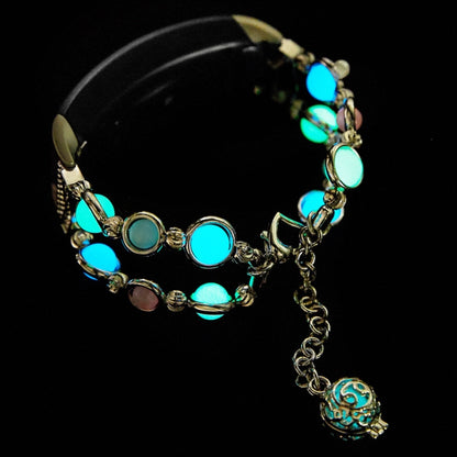 Bracelet de montre en acier avec perles lumineuses en agate, For Fitbit Charge 5