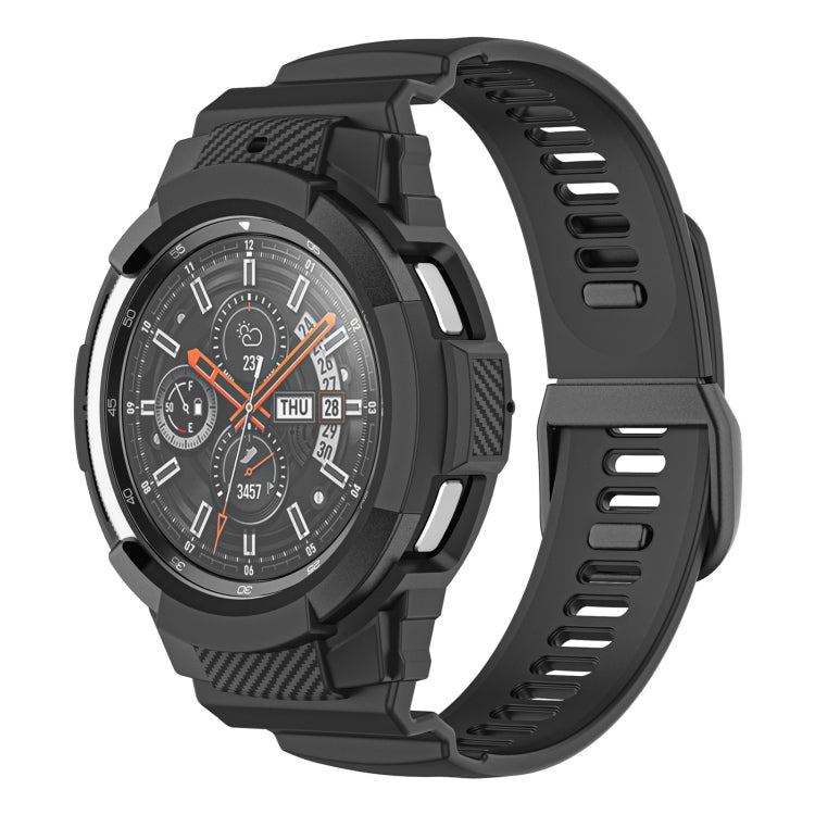 Bracelet de montre intégré en silicone sport en fibre de carbone, For Samsung Galaxy Watch4 Classic 42mm
