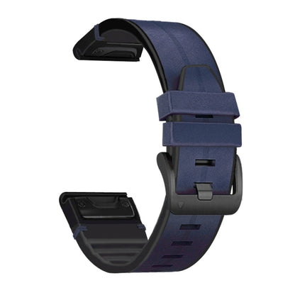 Bracelet de montre en silicone + cuir à dégagement rapide, For Garmin Fenix 7, For Garmin Fenix 7X