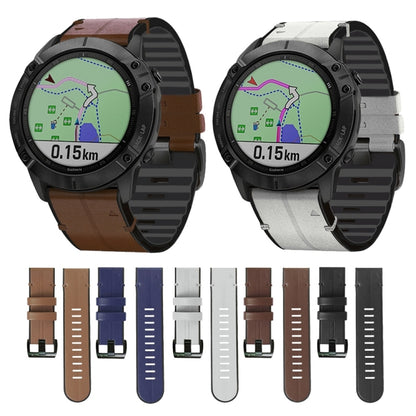 Bracelet de montre en silicone + cuir à dégagement rapide, For Garmin Fenix 7, For Garmin Fenix 7X