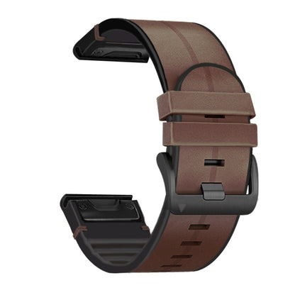 Bracelet de montre en silicone + cuir à dégagement rapide, For Garmin Fenix 7, For Garmin Fenix 7X