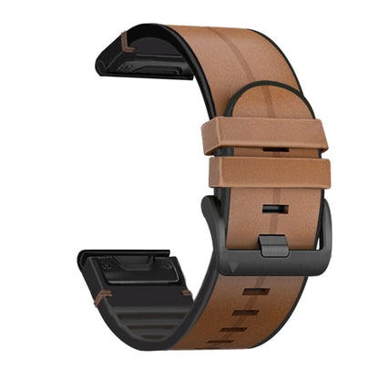 Bracelet de montre en silicone + cuir à dégagement rapide, For Garmin Fenix 7, For Garmin Fenix 7X