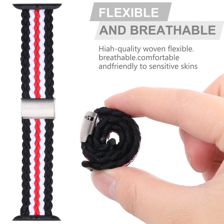 Bracelet de montre tressé à texture verticale pour la série Apple Watch, 7 41mm / 6&SE&5&4 40mm / 3&2&1 38mm, 7 45mm / 6&SE&5&4 44mm / 3&2&1 42mm