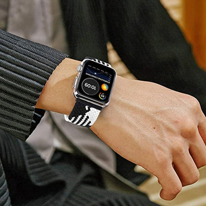Bracelet de montre tressé à texture verticale pour la série Apple Watch, 7 41mm / 6&SE&5&4 40mm / 3&2&1 38mm, 7 45mm / 6&SE&5&4 44mm / 3&2&1 42mm