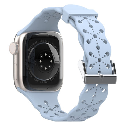 Bracelet de montre en silicone en dentelle pour la série Apple Watch, 7 41mm / 6&SE&5&4 40mm / 3&2&1 38mm, 7 45mm / 6&SE&5&4 44mm / 3&2&1 42mm