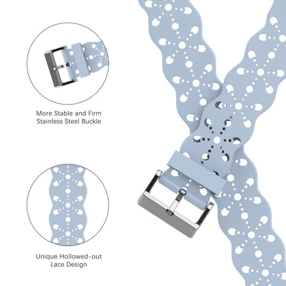 Bracelet de montre en silicone en dentelle pour la série Apple Watch, 7 41mm / 6&SE&5&4 40mm / 3&2&1 38mm, 7 45mm / 6&SE&5&4 44mm / 3&2&1 42mm