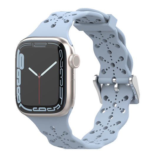 Bracelet de montre en silicone en dentelle pour la série Apple Watch, 7 41mm / 6&SE&5&4 40mm / 3&2&1 38mm, 7 45mm / 6&SE&5&4 44mm / 3&2&1 42mm