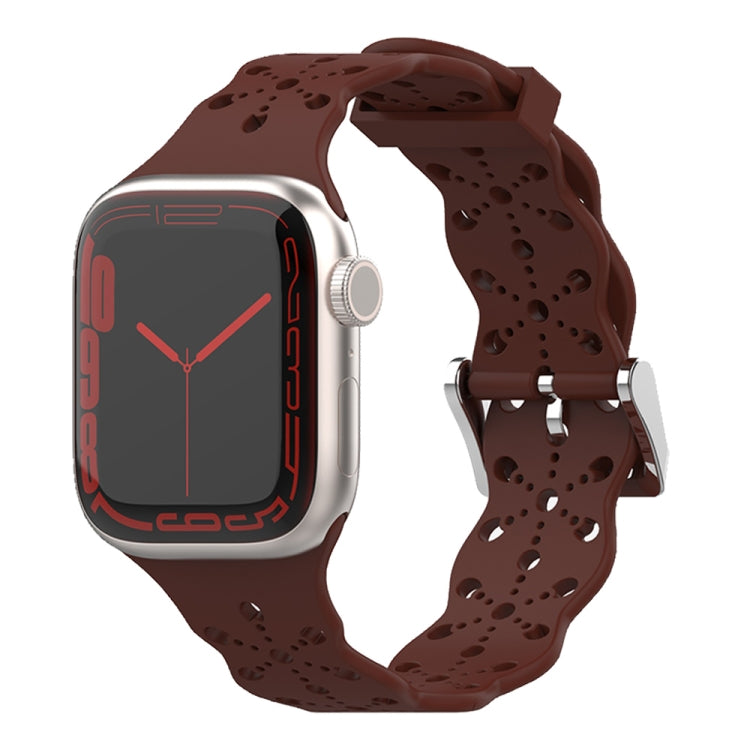 Bracelet de montre en silicone en dentelle pour la série Apple Watch, 7 41mm / 6&SE&5&4 40mm / 3&2&1 38mm, 7 45mm / 6&SE&5&4 44mm / 3&2&1 42mm