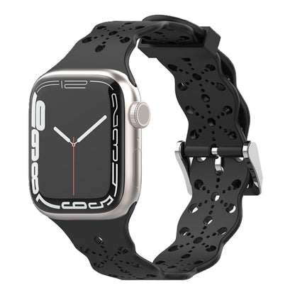 Bracelet de montre en silicone en dentelle pour la série Apple Watch, 7 41mm / 6&SE&5&4 40mm / 3&2&1 38mm, 7 45mm / 6&SE&5&4 44mm / 3&2&1 42mm