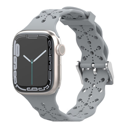 Bracelet de montre en silicone en dentelle pour la série Apple Watch, 7 41mm / 6&SE&5&4 40mm / 3&2&1 38mm, 7 45mm / 6&SE&5&4 44mm / 3&2&1 42mm