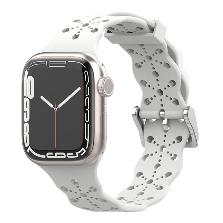 Bracelet de montre en silicone en dentelle pour la série Apple Watch, 7 41mm / 6&SE&5&4 40mm / 3&2&1 38mm, 7 45mm / 6&SE&5&4 44mm / 3&2&1 42mm