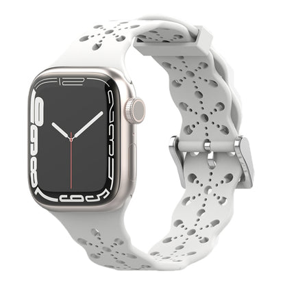 Bracelet de montre en silicone en dentelle pour la série Apple Watch, 7 41mm / 6&SE&5&4 40mm / 3&2&1 38mm, 7 45mm / 6&SE&5&4 44mm / 3&2&1 42mm