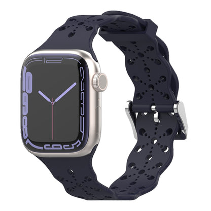 Bracelet de montre en silicone en dentelle pour la série Apple Watch, 7 41mm / 6&SE&5&4 40mm / 3&2&1 38mm, 7 45mm / 6&SE&5&4 44mm / 3&2&1 42mm