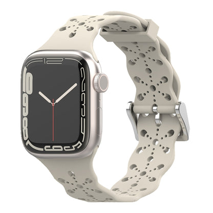 Bracelet de montre en silicone en dentelle pour la série Apple Watch, 7 41mm / 6&SE&5&4 40mm / 3&2&1 38mm, 7 45mm / 6&SE&5&4 44mm / 3&2&1 42mm