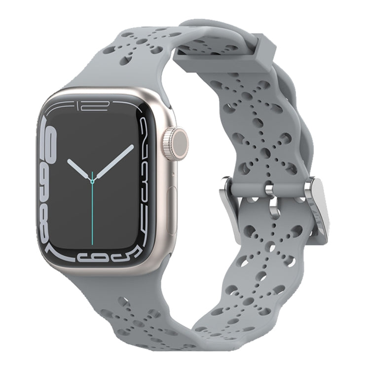 Bracelet de montre en silicone en dentelle pour la série Apple Watch, 7 41mm / 6&SE&5&4 40mm / 3&2&1 38mm, 7 45mm / 6&SE&5&4 44mm / 3&2&1 42mm