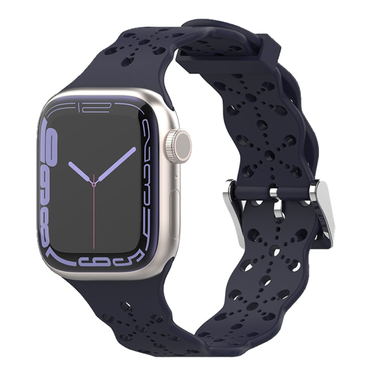 Bracelet de montre en silicone en dentelle pour la série Apple Watch, 7 41mm / 6&SE&5&4 40mm / 3&2&1 38mm, 7 45mm / 6&SE&5&4 44mm / 3&2&1 42mm