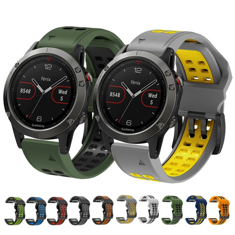 Bracelet de montre en silicone bicolore à trous à double rangée, 22mm, 26mm