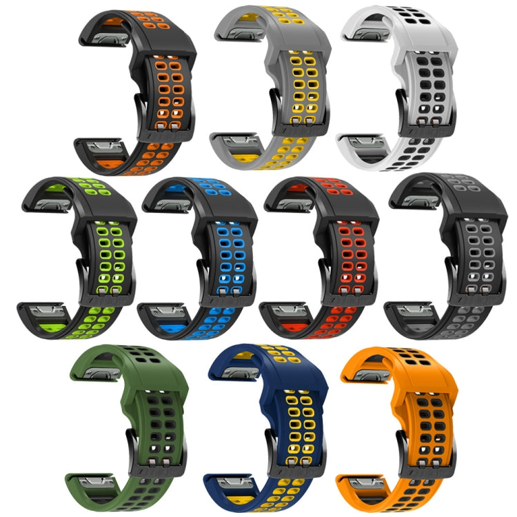 Bracelet de montre en silicone bicolore à trous à double rangée, 22mm, 26mm