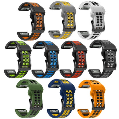 Bracelet de montre en silicone bicolore à trous à double rangée, 22mm, 26mm