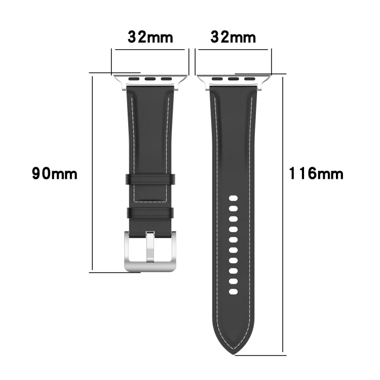 Bracelet de montre en cuir véritable, taille : petite taille pour Apple Watch Series 7 41 mm / 6 & SE & 5 & 4 40 mm / 3 & 2 & 1 38 mm, Size: Small Size For Apple Watch Series 8&7 41mm / SE 2&6&SE&5&4 40mm / 3&2&1 38mm