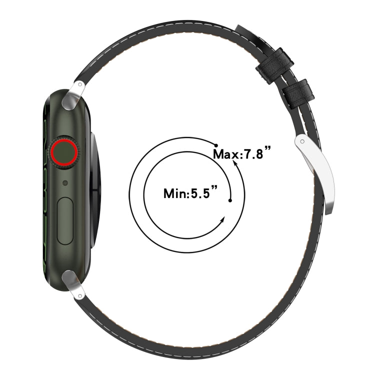 Bracelet de montre en cuir véritable, taille : petite taille pour Apple Watch Series 7 41 mm / 6 & SE & 5 & 4 40 mm / 3 & 2 & 1 38 mm, Size: Small Size For Apple Watch Series 8&7 41mm / SE 2&6&SE&5&4 40mm / 3&2&1 38mm