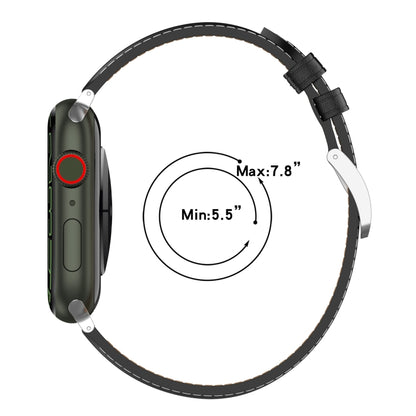 Bracelet de montre en cuir véritable, taille : petite taille pour Apple Watch Series 7 41 mm / 6 & SE & 5 & 4 40 mm / 3 & 2 & 1 38 mm, Size: Small Size For Apple Watch Series 8&7 41mm / SE 2&6&SE&5&4 40mm / 3&2&1 38mm