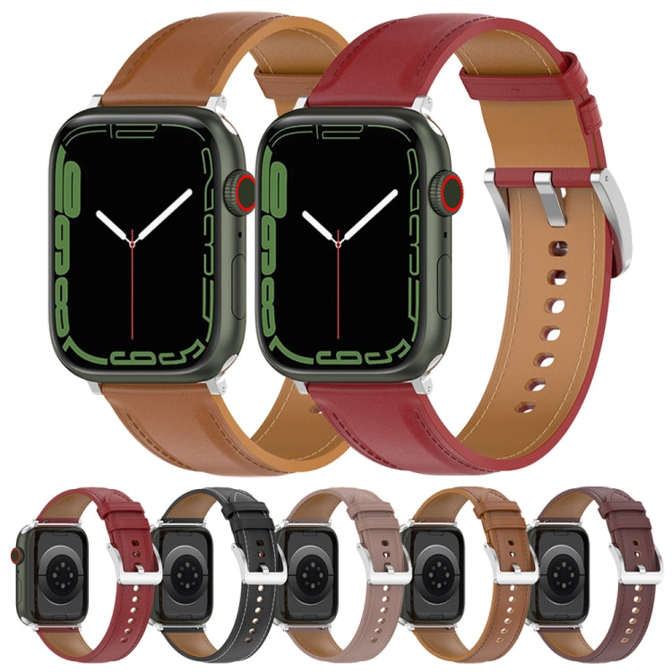 Bracelet de montre en cuir véritable, taille : petite taille pour Apple Watch Series 7 41 mm / 6 & SE & 5 & 4 40 mm / 3 & 2 & 1 38 mm, Size: Small Size For Apple Watch Series 8&7 41mm / SE 2&6&SE&5&4 40mm / 3&2&1 38mm